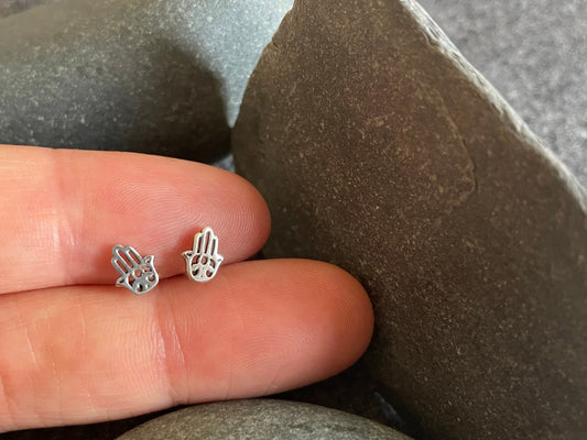 Hamsa Hand Earrings in 925 Sterling Silver