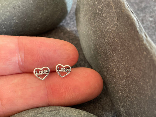 Love Heart Sweet - 925 Sterling Silver Plain Stud Earrings