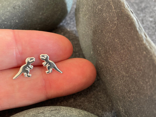 T-Rex Dinosaur Tyrannosaurus Rex Earrings in 925 Sterling Silver