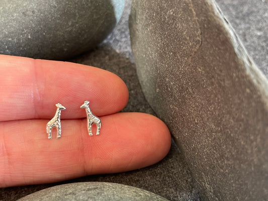 Giraffe - 925 Sterling Silver Plain Stud Earrings