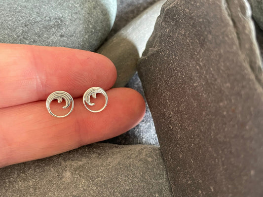 Wave - 925 Sterling Silver Stud Earrings