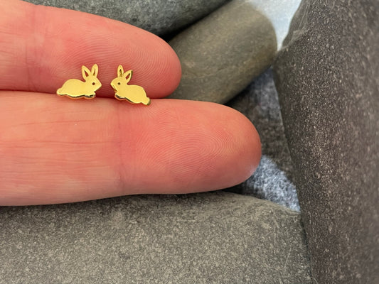 Rabbit Earrings in Gold Plated 925 Sterling Silver