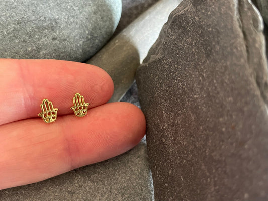 Hamsa Hand Earrings in Gold Plated 925 Sterling Silver