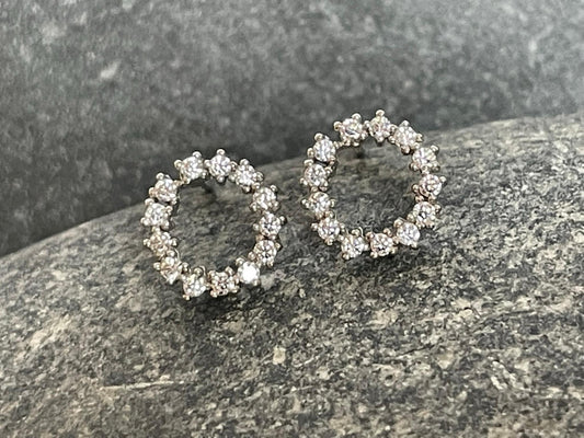 Halo Sparkle Earrings in 925 Sterling Silver with Cubic Zirconia