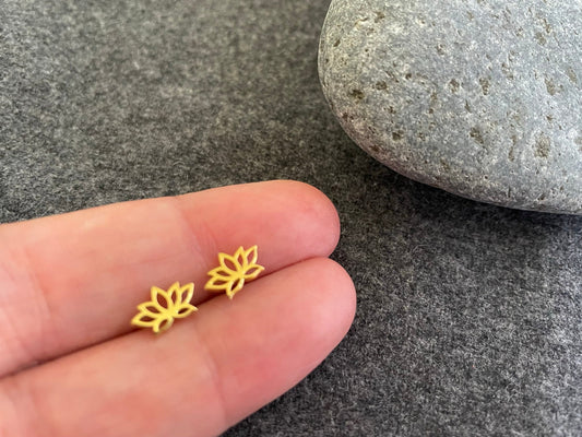 Lotus Flower Earrings in Gold Plated 925 Sterling Silver