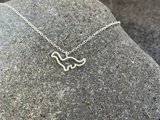 Dinosaur Brontosaurus Pendant Necklace in 925 Sterling Silver