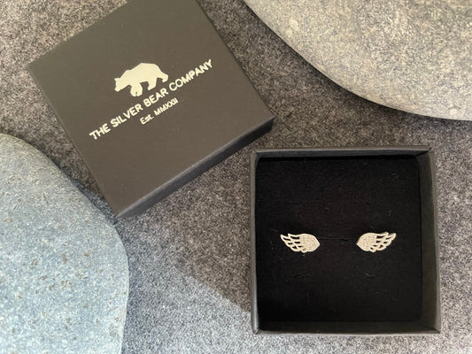 Angel Wings Earrings in 925 Sterling Silver with Cubic Zirconia