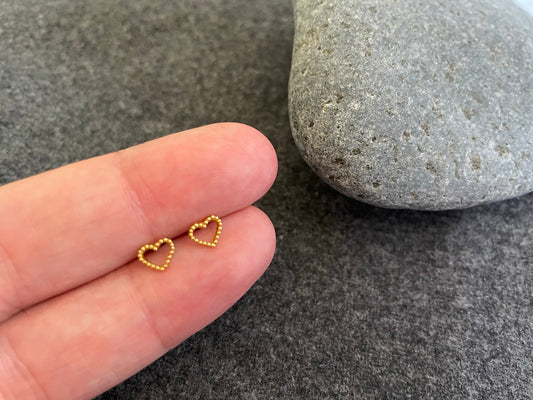 Beaded Heart Earrings in Gold Plated 925 Sterling Silver