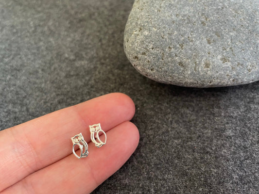 Owl Earrings in 925 Sterling Silver