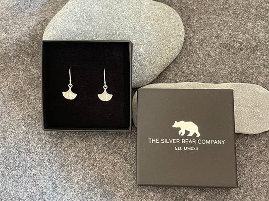 Ginkgo Leaf Drop Earrings in 925 Sterling Silver