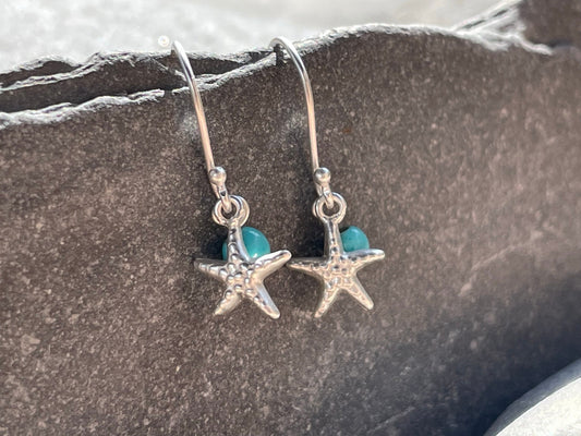Starfish Drop Earrings in 925 Sterling Silver