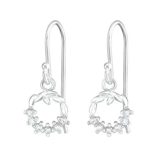 Garland - 925 Sterling Silver Cubic Zirconia - CZ - Drop Earrings