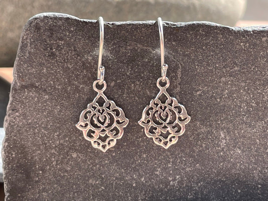 Filigree Drop Earrings in 925 Sterling Silver