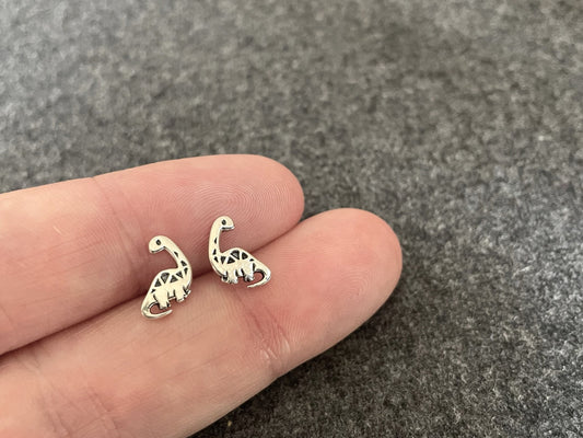 Dinosaur Brontosaurus Earrings in 925 Sterling Silver