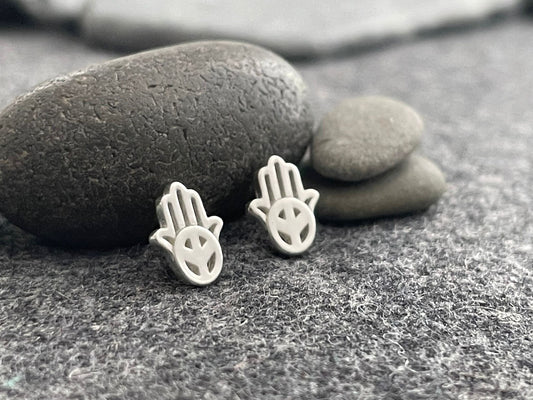 Hamsa Peace Hand Earrings in 925 Sterling Silver
