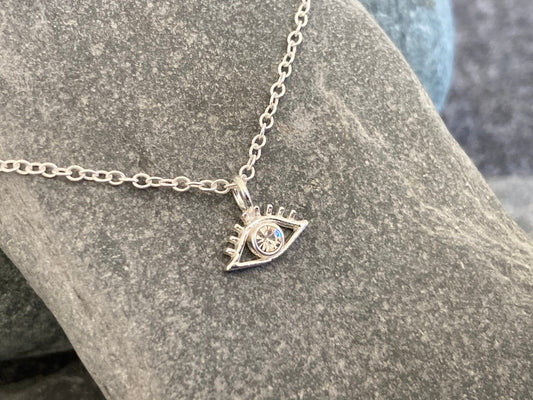 Third Eye Pendant Necklace in 925 Sterling Silver with Cubic Zirconia CZ