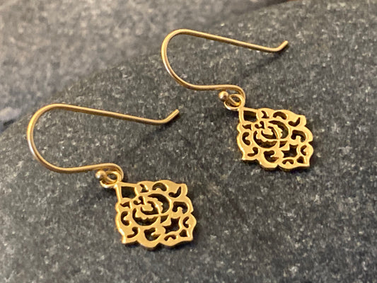 Filigree Drop Earrings in Gold Plated 925 Sterling Silver