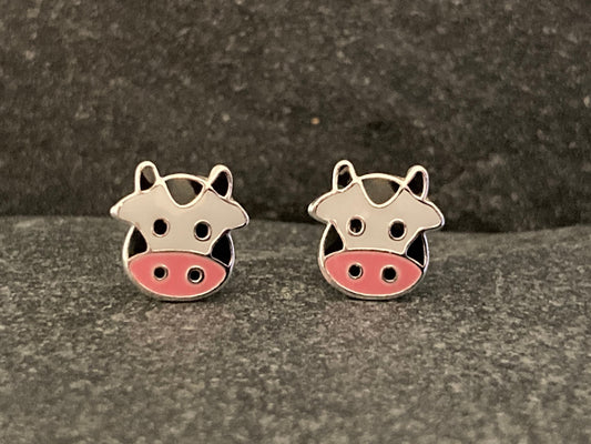 Dairy Cow Earrings in 925 Sterling Silver
