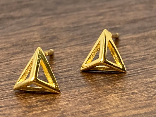 Triangle Pyramid Earrings in Gold Plated 925 Sterling Silver