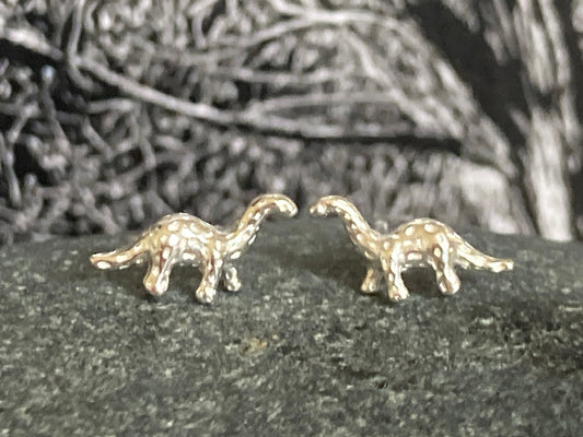 Dinosaur Brontosaurus Earrings in 925 Sterling Silver