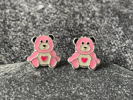 Care Bear Heart Earrings in 925 Sterling Silver