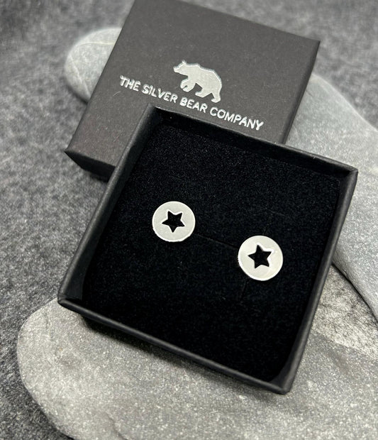 Star Disc Earrings in 925 Sterling Silver
