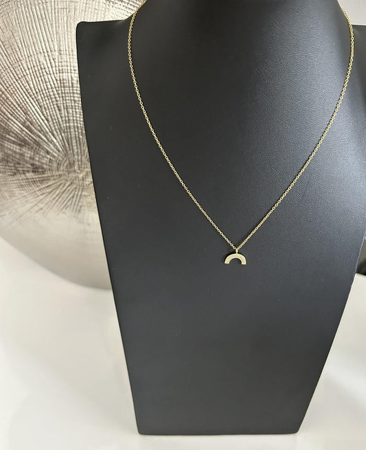 Rainbow Necklace with Cubic Zirconia Pendant in Gold Plated 925 Sterling Silver