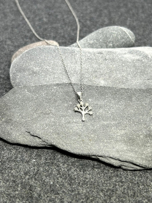 Tree - 925 Sterling Silver Jewelled Pendant with CZ Crystal and Necklace - Boxed