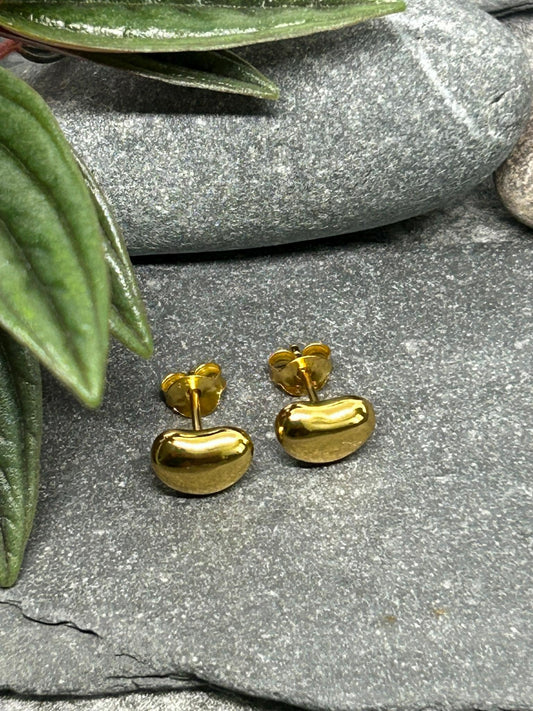 Gold Pebbles - 925 Sterling Silver Stud Earrings - Boxed