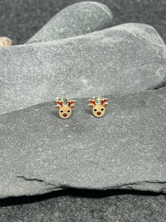 Christmas Reindeers Earrings in 925 Sterling Silver