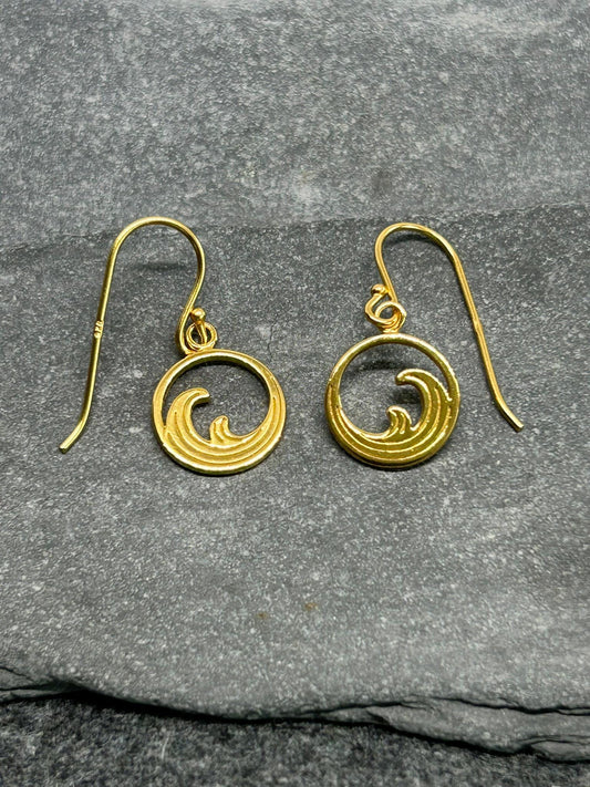 Wave Drop Earrings in Gold and Silver Plated 925 Sterling Silver