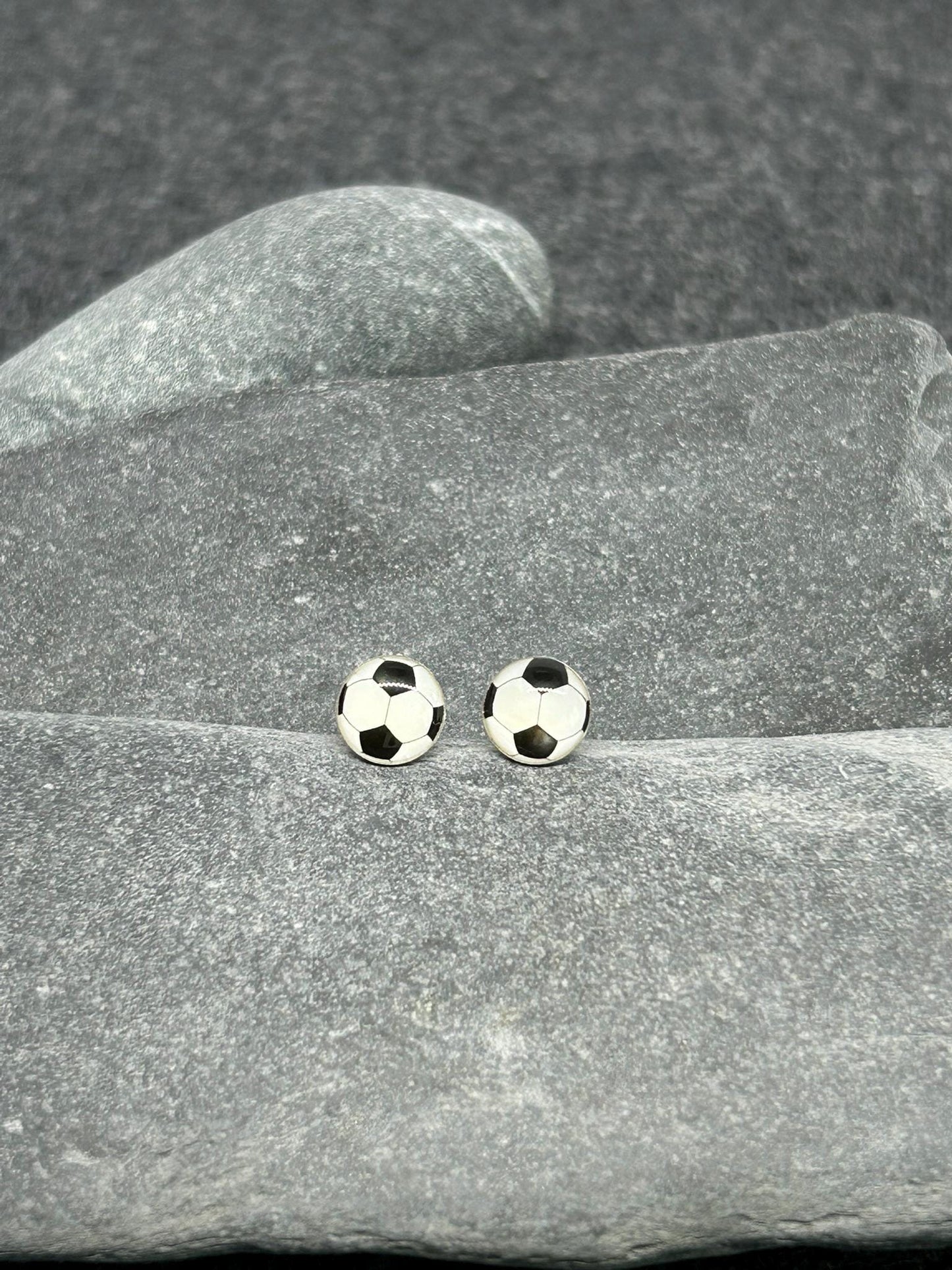 Football - 925 Sterling Silver Colourful Stud Earrings, Gift-Ready
