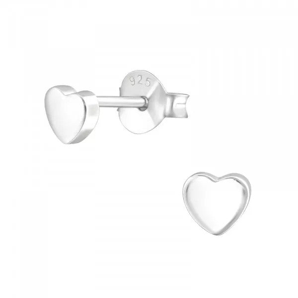 Heart Mini - 925 Sterling Silver Plain Stud Earrings, Gift-Ready