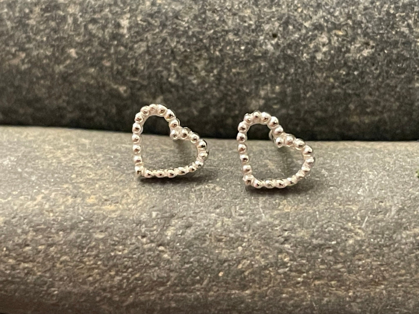 Heart - 925 Sterling Silver Plain Stud Earrings