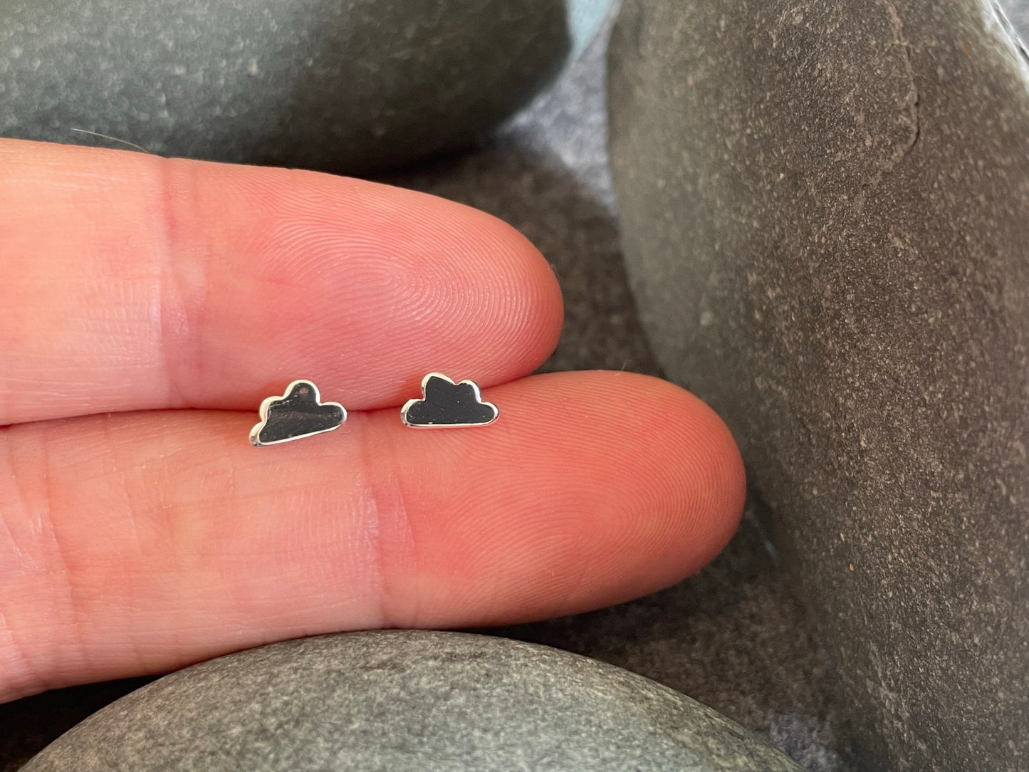 Silver Cloud - 925 Sterling Silver Plain Stud Earrings