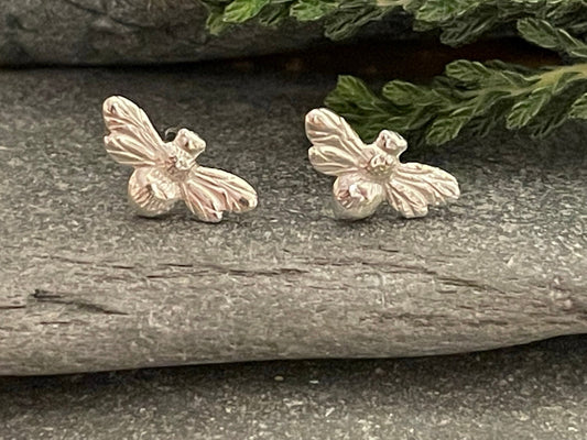 Bee - 925 Sterling Silver Plain Stud Earrings - Boxed