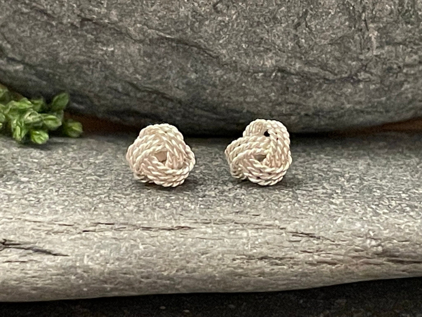 Knot - 925 Sterling Silver Plain Stud Earrings