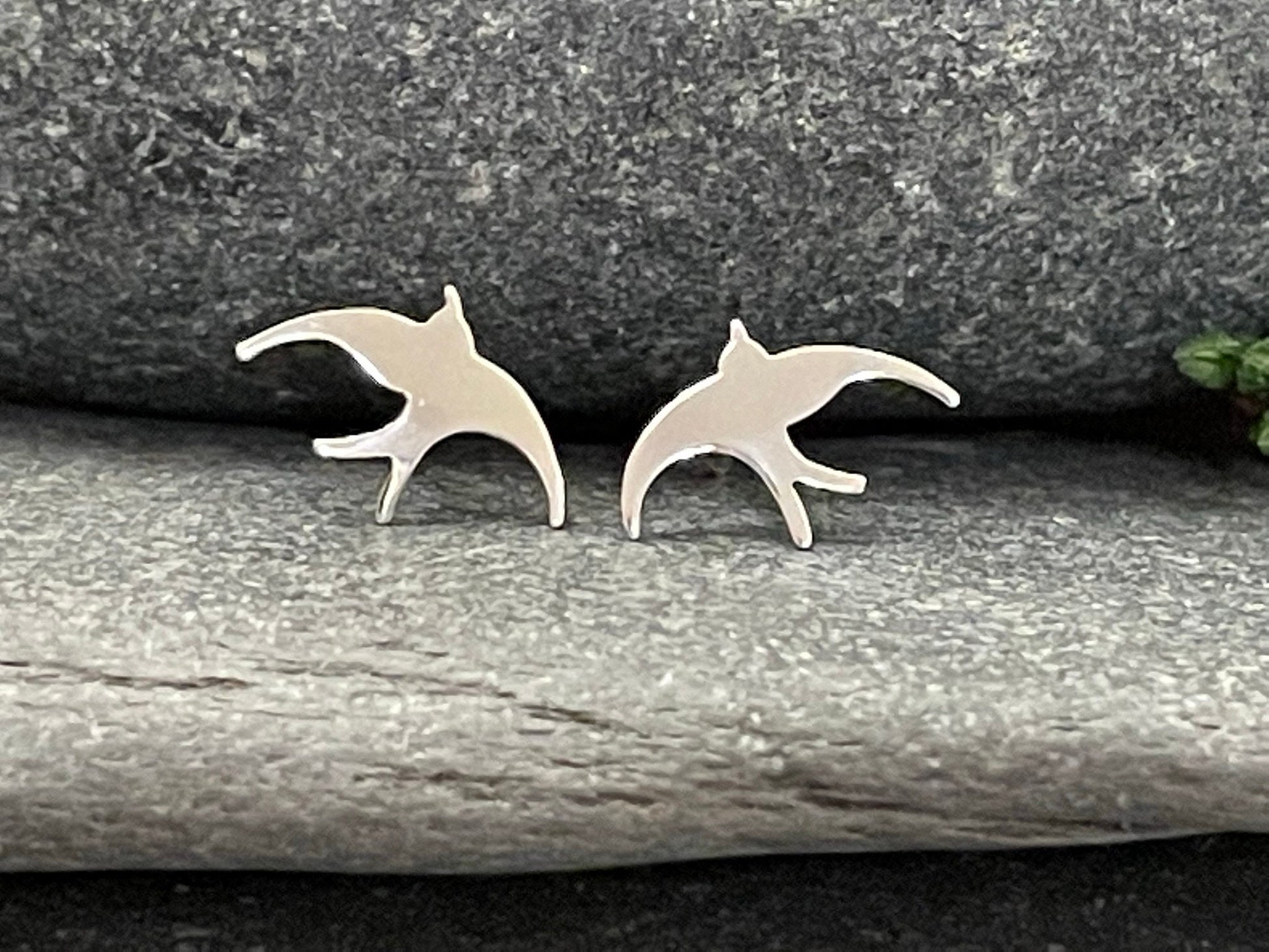Swallow Earrings in 925 Sterling Silver Plain
