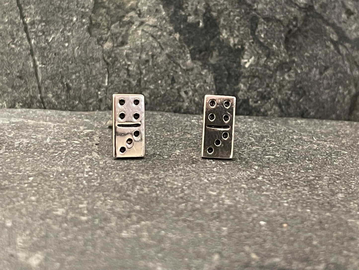 Domino - 925 Sterling Silver Plain Stud Earrings - Boxed