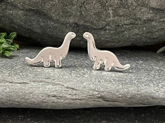 Dinosaur Brontosaurus Earrings in 925 Sterling Silver
