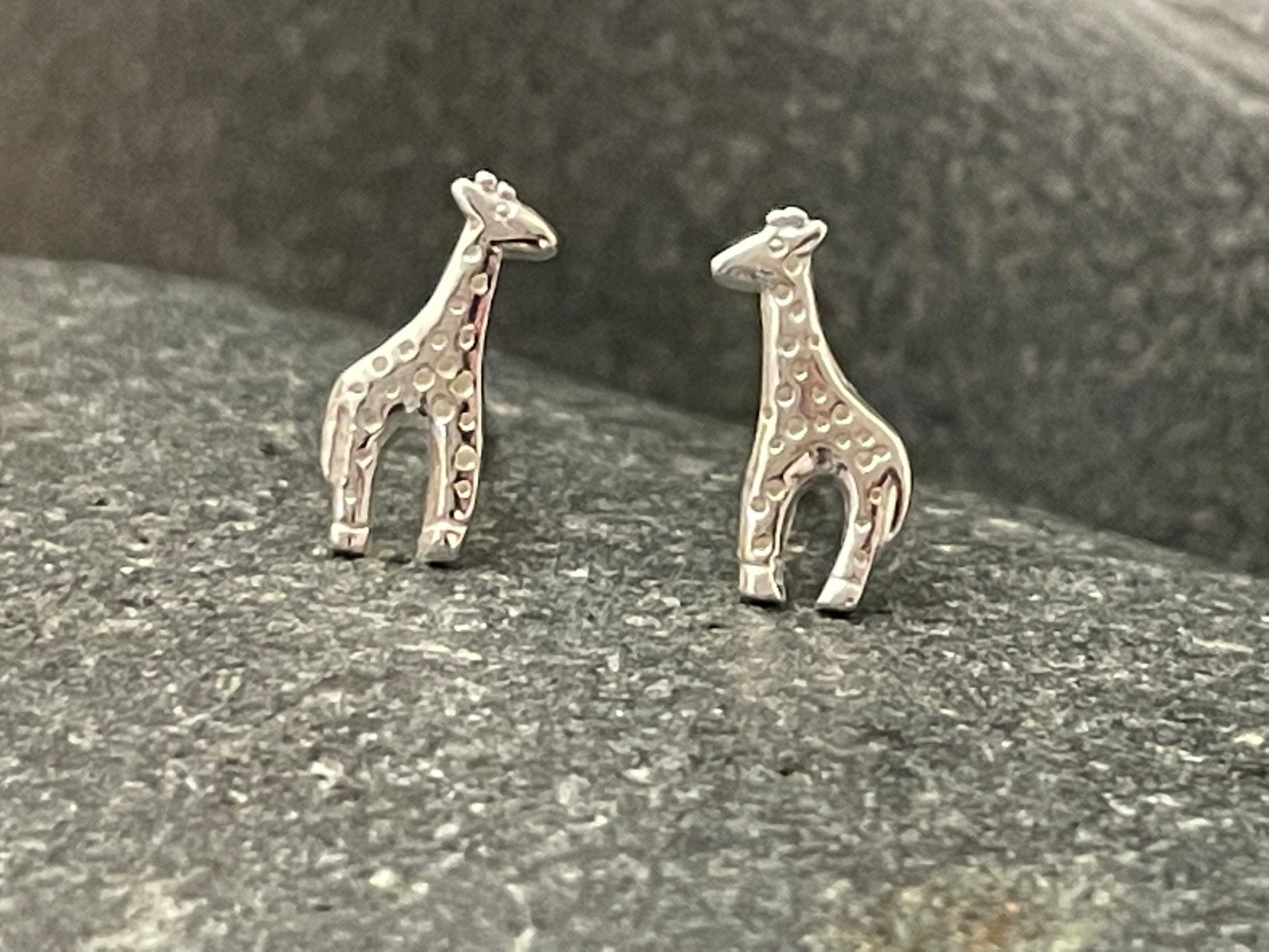 Giraffe - 925 Sterling Silver Plain Stud Earrings