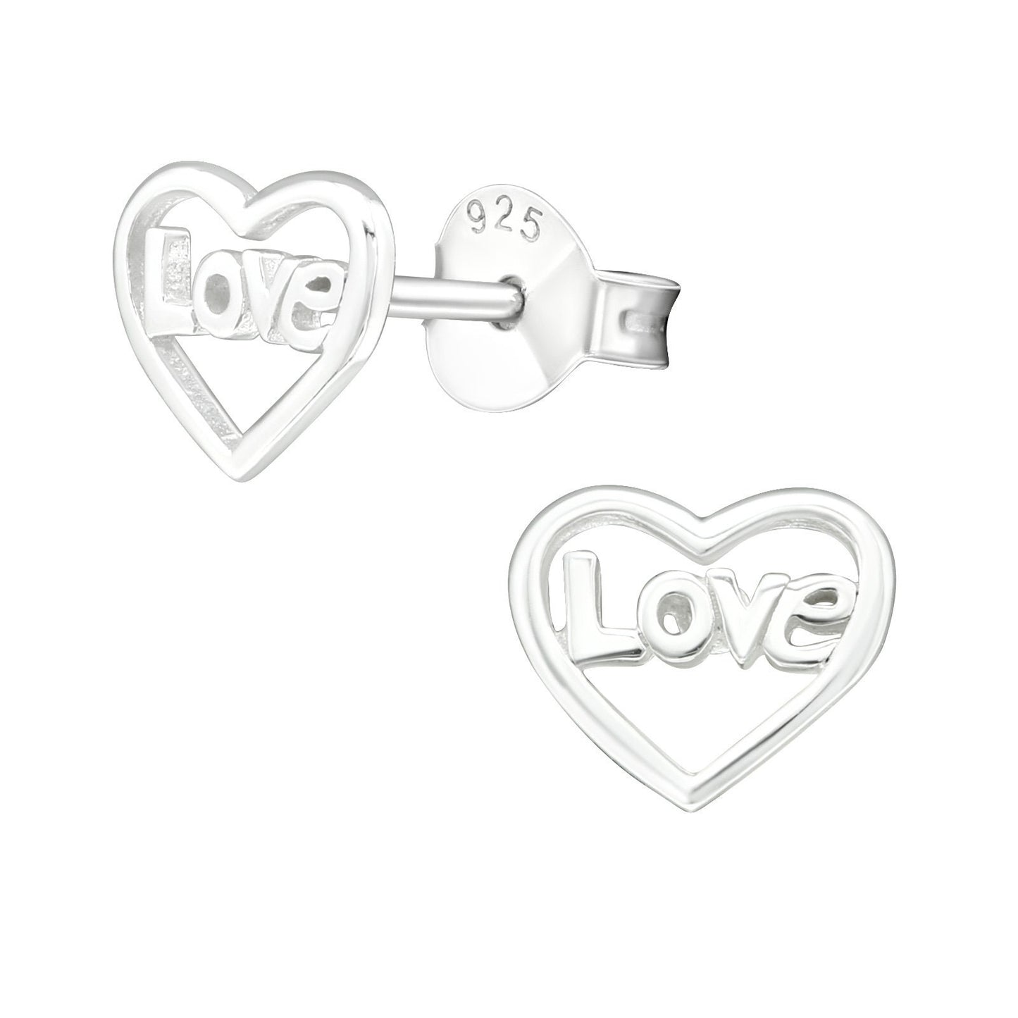 Love Heart Sweet - 925 Sterling Silver Plain Stud Earrings