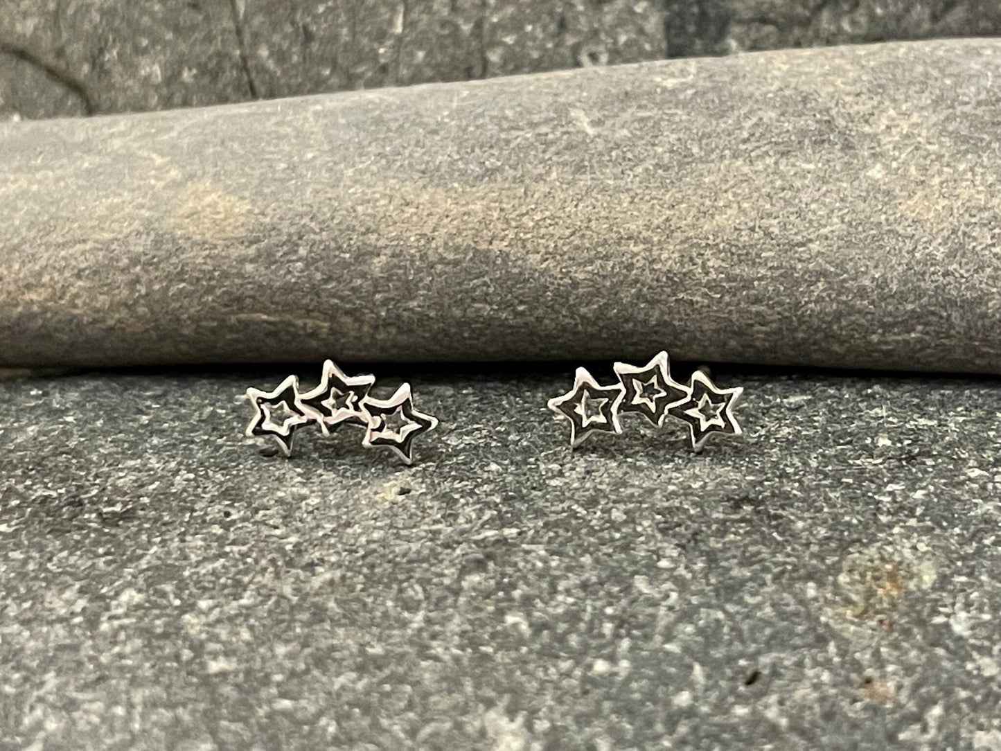 Star Cluster - 925 Sterling Silver Plain Stud Earrings