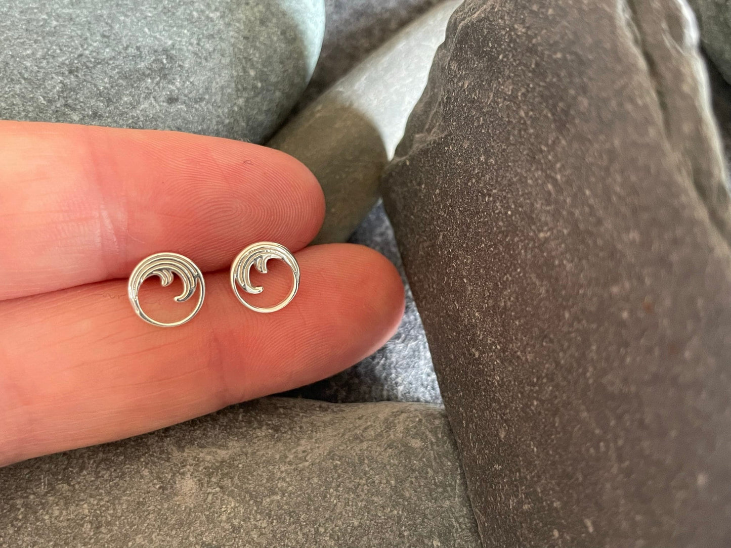 Wave - 925 Sterling Silver Stud Earrings