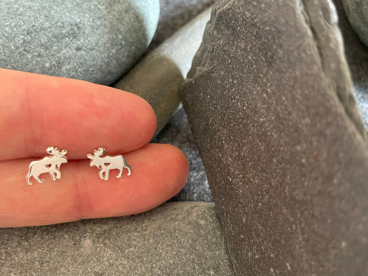 Moose - 925 Sterling Silver Stud Earrings - Boxed