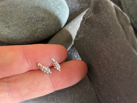 Fern Leaf - 925 Sterling Silver Stud Earrings Boxed