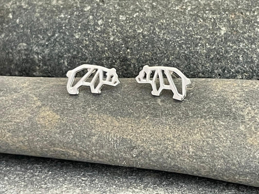 Bear - 925 Sterling Silver Stud Earrings - Boxed
