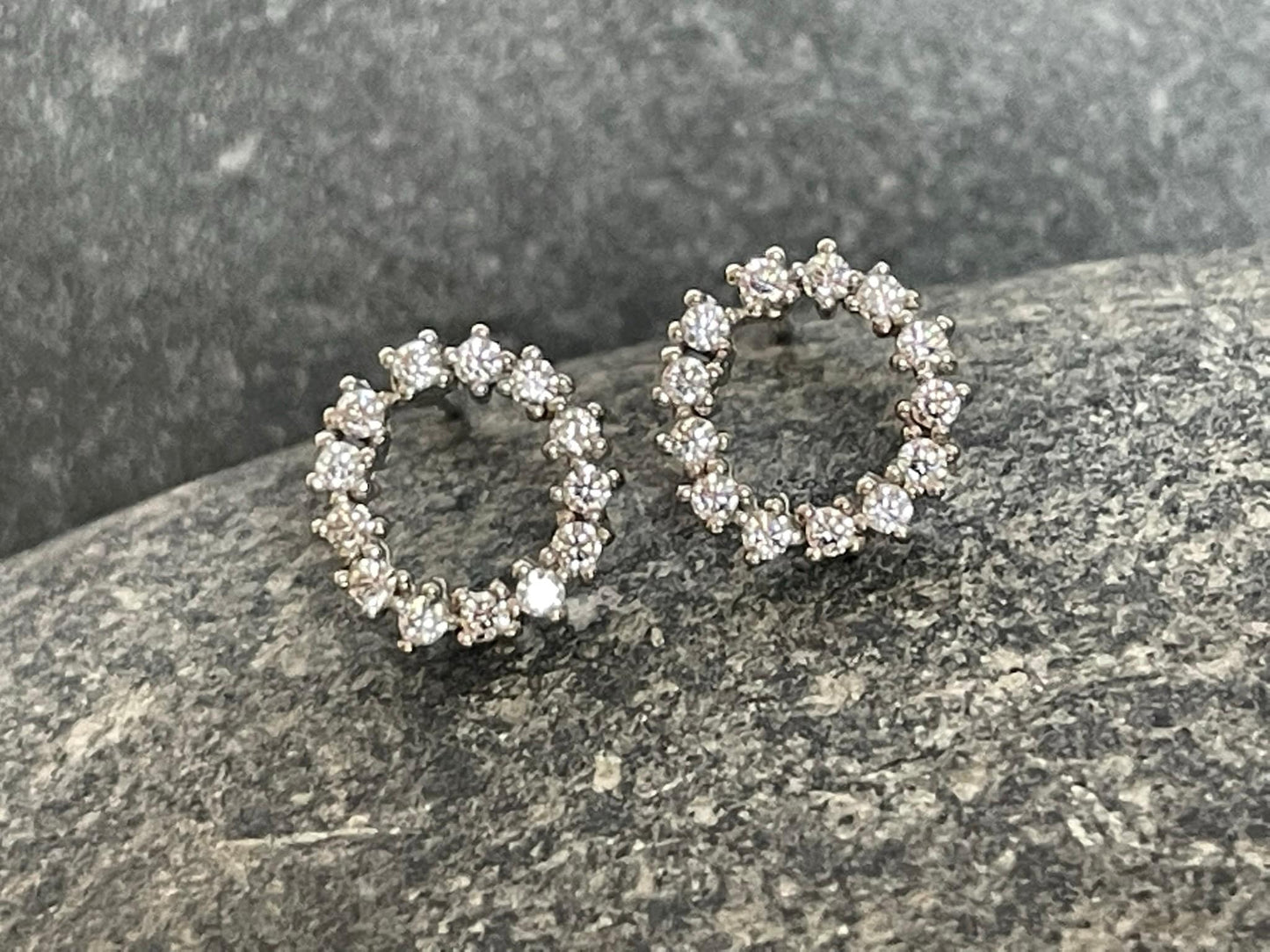 Halo Sparkle Earrings in 925 Sterling Silver with Cubic Zirconia