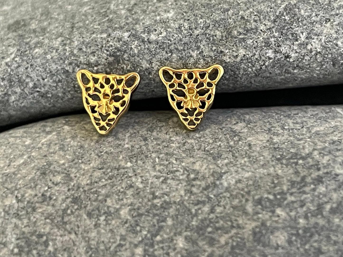 Leopard - 925 Sterling Silver Plain Stud Earrings