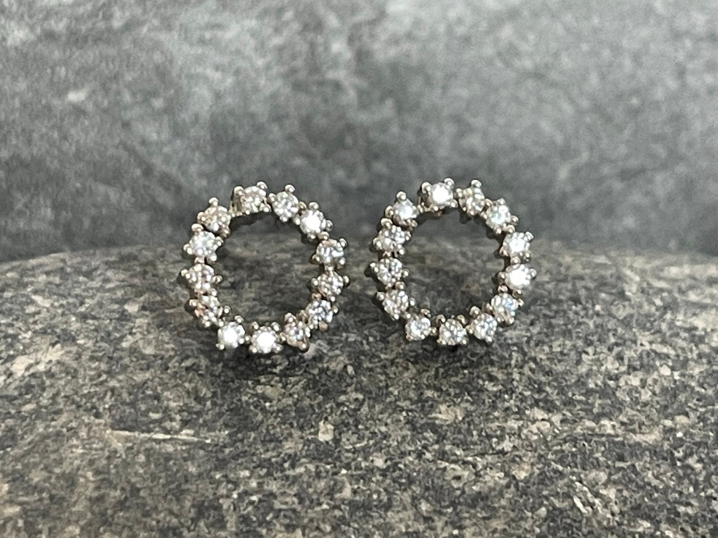 Halo Sparkle Earrings in 925 Sterling Silver with Cubic Zirconia